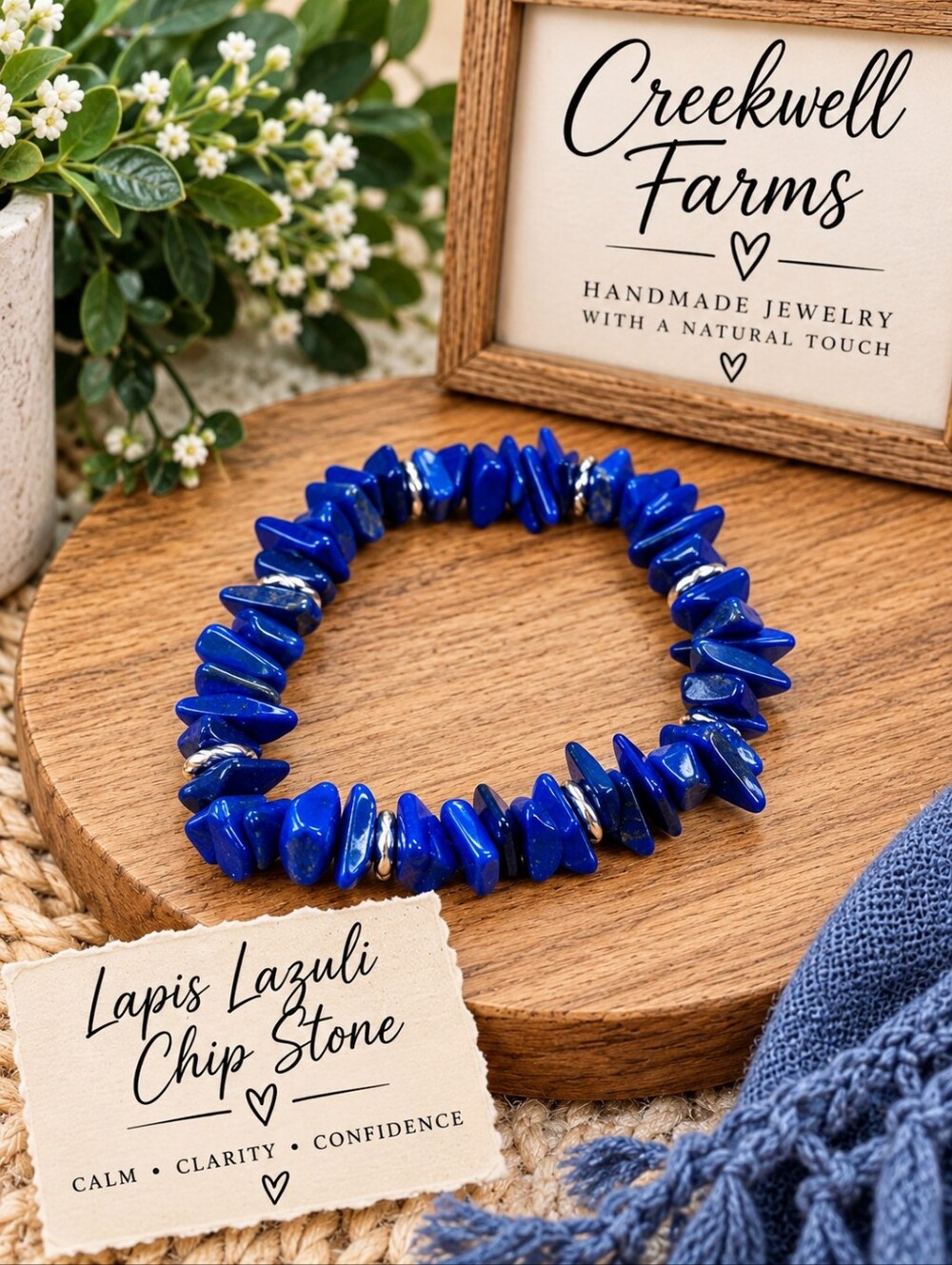 Lapis Lazuli chip Stone Stretch Bracelet - Women Jewelry